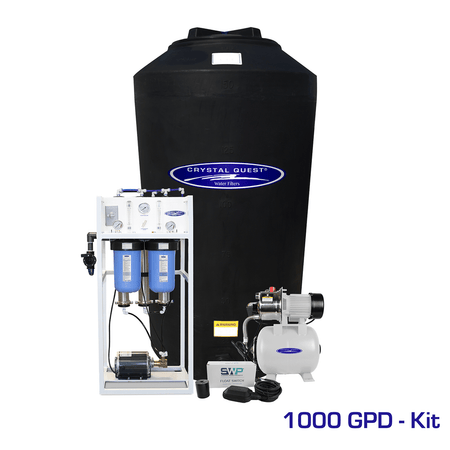 Crystal Quest Commercial Mid-Flow Reverse Osmosis System (500-7000 GPD), 1,000 GPD / Add Storage Tank Kit (165 Gal) /...