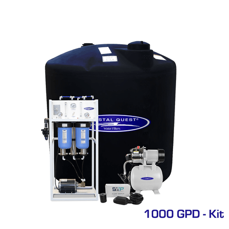 Crystal Quest Commercial Mid-Flow Reverse Osmosis System (500-7000 GPD), 1,000 GPD / Add Storage Tank Kit (220 Gal) /...