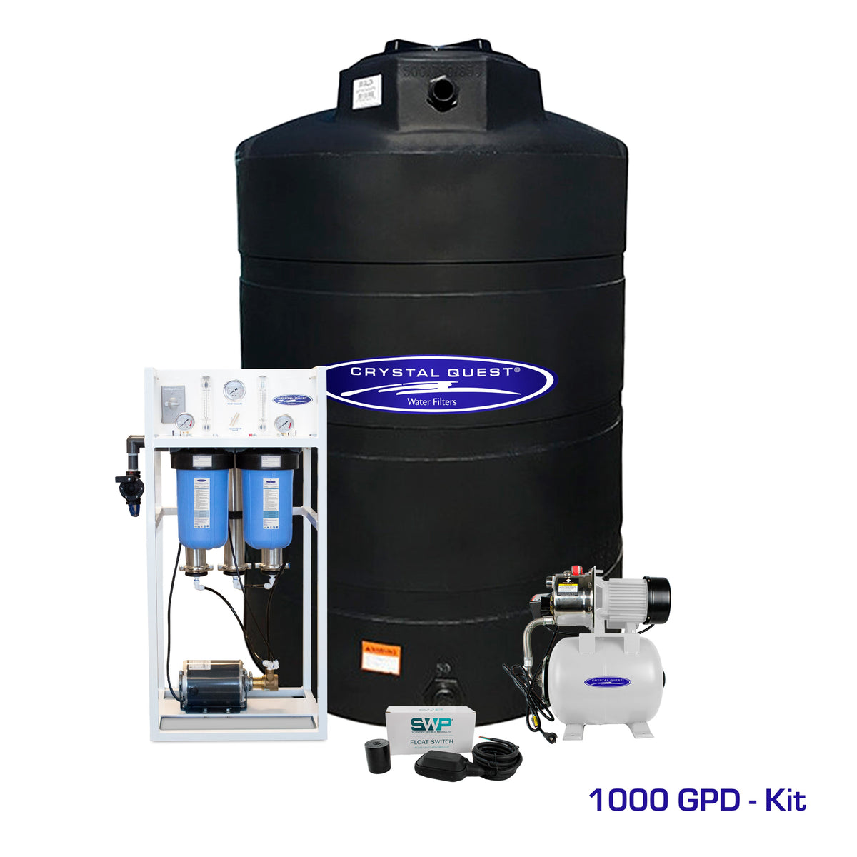 Crystal Quest Commercial Mid-Flow Reverse Osmosis System (500-7000 GPD), 1,000 GPD / Add Storage Tank Kit (500 Gal) /...