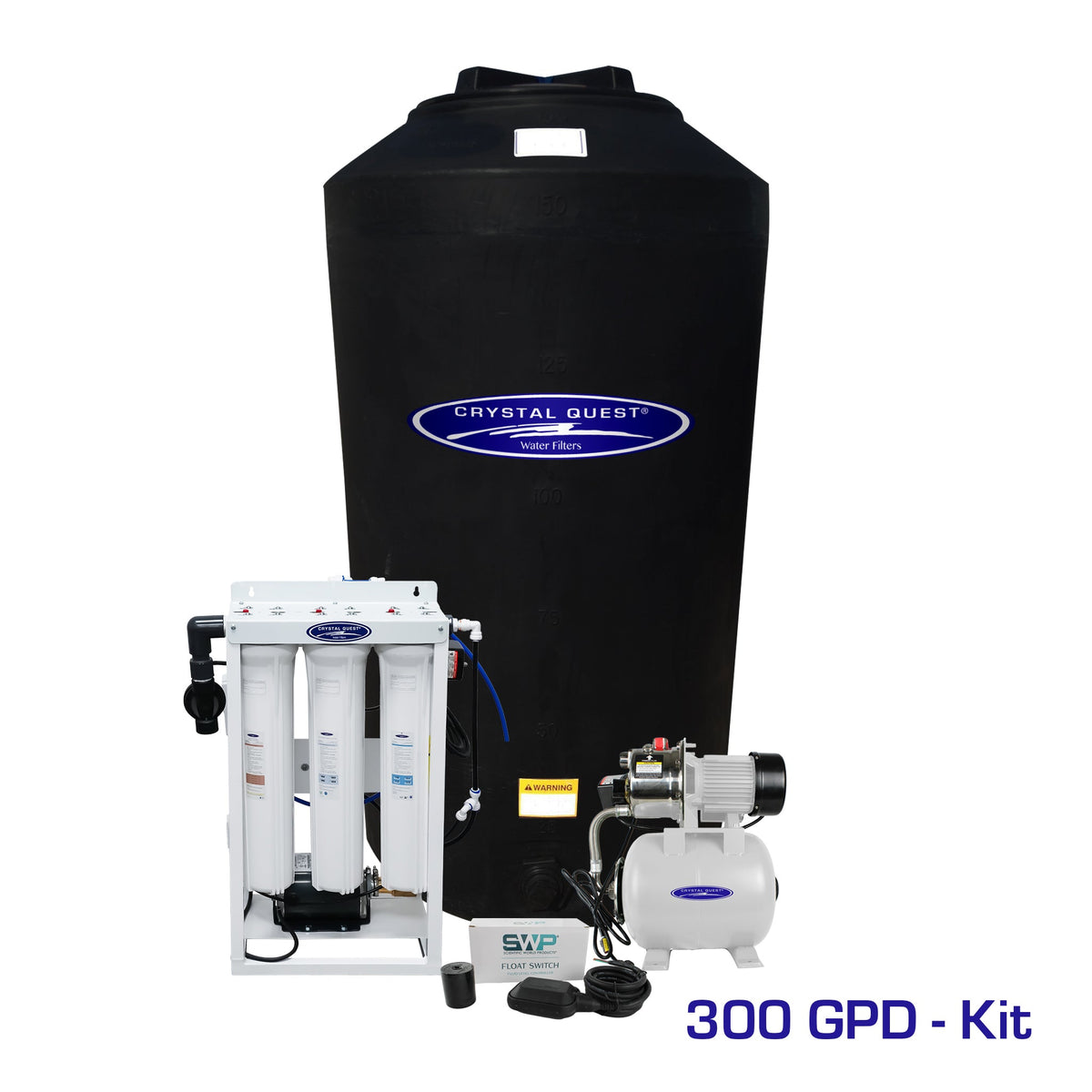 Crystal Quest whole house reverse osmosis system, 300 GPD with 165 gallon storage tank kit