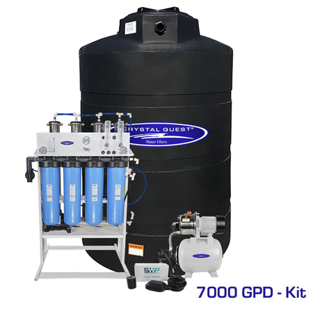 Crystal Quest whole house reverse osmosis system, 7000 GPD with 500 gallon storage tank kit