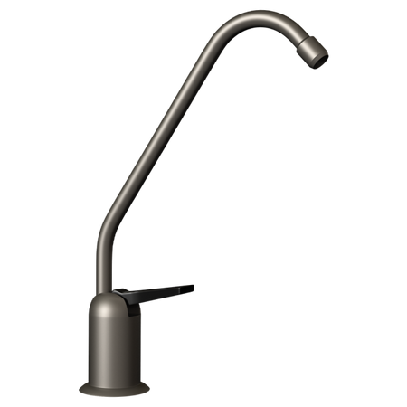 Long Reach Faucet, Brush Nickel, Lead Free, Black Handle