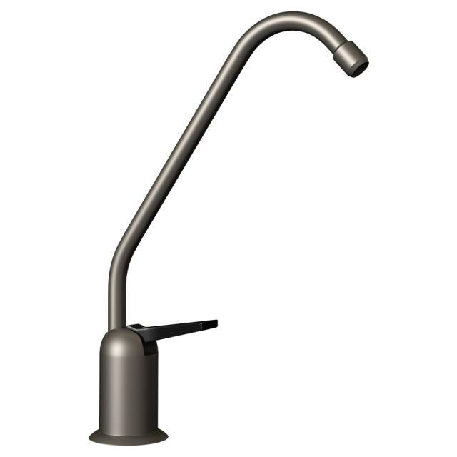 Long Reach Faucet, Brush Nickel, Lead Free, Black Handle