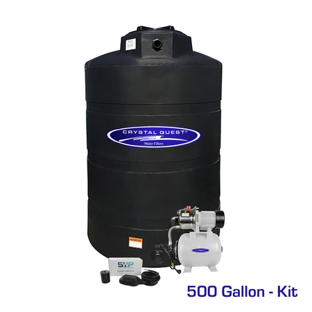 Crystal Quest Atmospheric Storage Tank Kit with Pump - 500 Gallon (CQE-ST-500ROK)